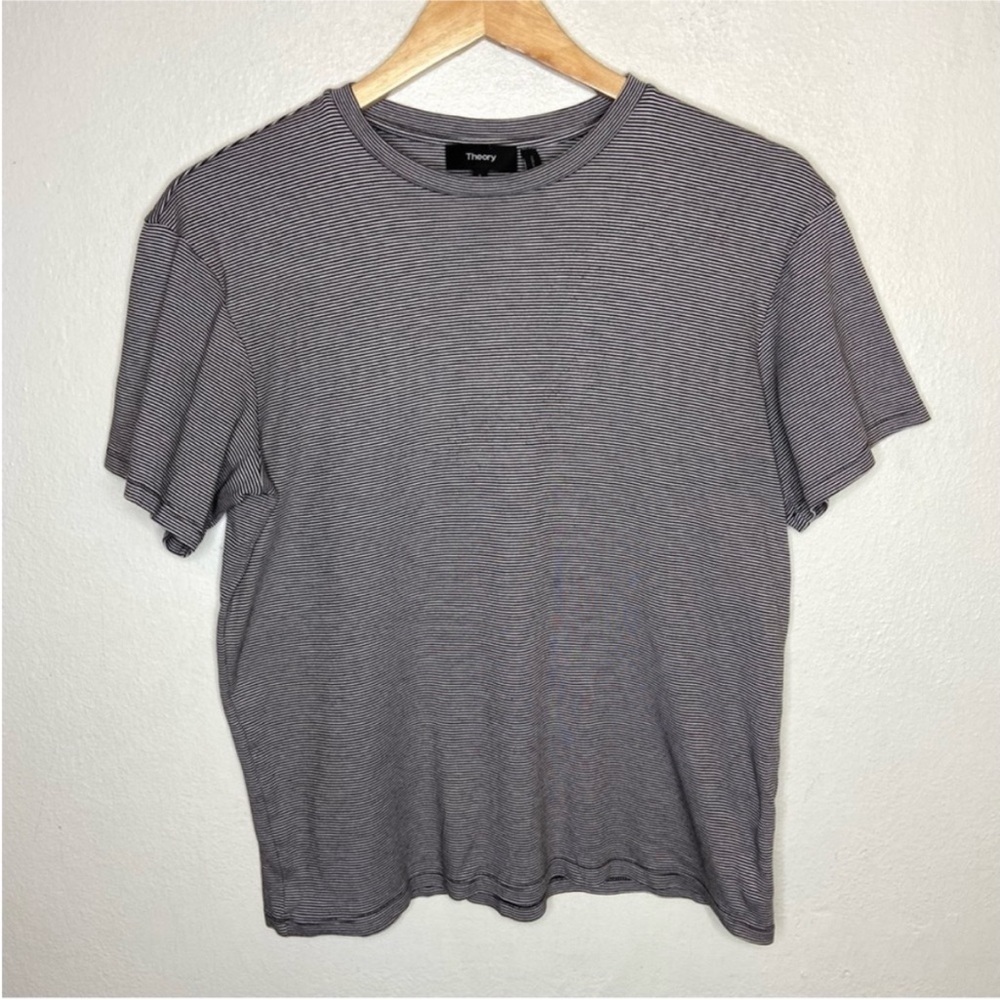 Theory Men's Gray Striped Shirt